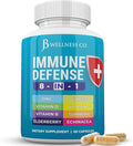 Immune Support 8 in 1 Capsules - Zinc Supplement Vitamin D3 Vitamin C and Elderberry - Immune Booster Supplement with Echinacea Ginger Root and Turmeric