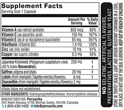 Saffron 2020 Supplement with Saffron Resveratrol Vitamins and Minerals Zeaxanthin and Lutein -30 Vegetarian Capsules