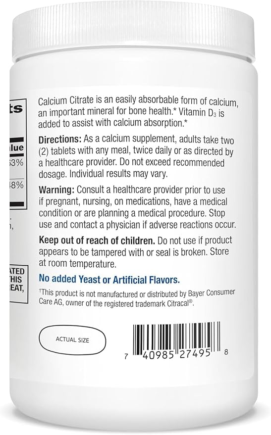 21st Century Calcium Citrate + D3 400 Tablets Per Bottle (2 Pack)
