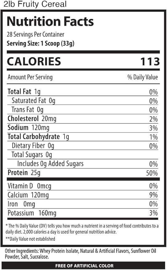 Alpha Supps ISO Low Carb 100% Whey Protein Isolate Powder 25 Grams Per Serving Helps Support Muscle Growth Low Sugar and Gluten Free (Fruity Cereal 2 lb)