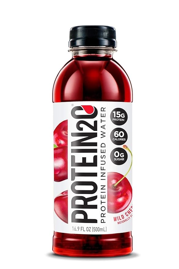 Protein2o Whey Protein Isolate Infused Water Bundle (12 Pack) - Wild Cherry and Peach Mango Flavors