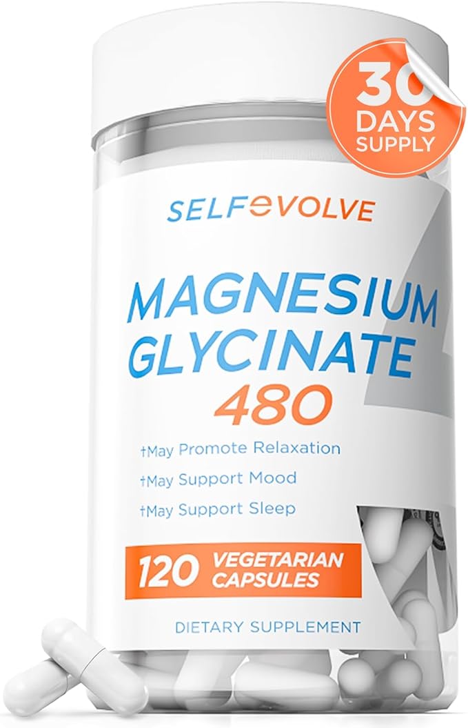 Magnesium Glycinate 480mg - High Absorption Magnesium Supplement Support Stress Relief Sleep Heart Health Nerves Muscles and Metabolism 120 Veggie Capsules 1 Month Supply
