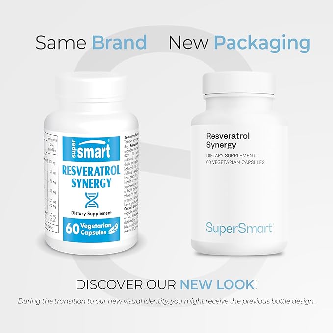 Supersmart - Resveratrol Synergy - Standardized Extract - Antioxidant Supplement | Non-GMO &amp Gluten Free - 60 Vegetarian Capsules