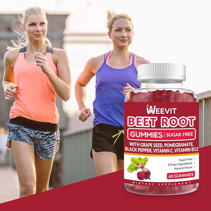 Beet Root Gummies Nitric Oxide Supplement for Men Women | Organic Beet Gummy with Grape Seed Pomegranate Black Pepper Vitamin C B12
