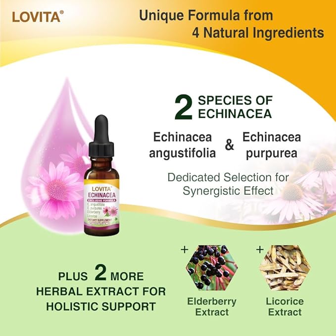 LOVITA 9-Piece Herbal Bundle - 3 Propolis Drops 3 Odorless Garlic &amp 3 Echinacea Liquids Immune &amp Heart Care (9 Pc)