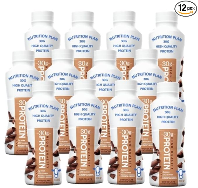High-Protein Nutrition Shake – 30g Protein 2g Sugar 150 Calories 8 Essential Vitamins &amp Minerals Chocolate Flavor 11.5 fl oz ((12 Pack)