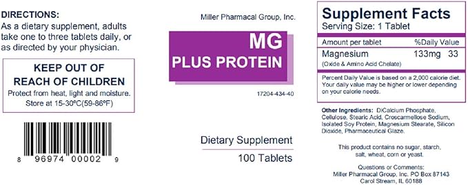Mg Plus Protein Mg Plus Protein Miller 100 tabs 133Mg (Pack of 3)