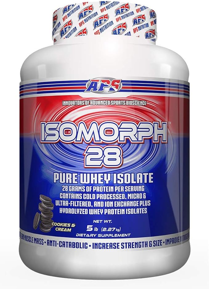 APS Nutrition Isomorph 28 Protein Powder | Pure Whey Isolate | Cold Pressed Ultra- Filtered &amp Ion Exchange Isolates | 28g Protein | 5 Pound (Cookies &amp Cream)