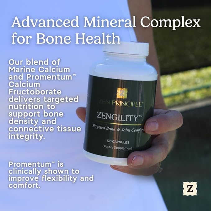 Zen Principle Zengility Joint Support &amp Bone Strength Supplement Fast-Acting Relief with Glucosamine MSM Plant Calcium Vitamin K2 &amp D3 Vegan Formula for Mobility &amp Comfort 240 Capsule