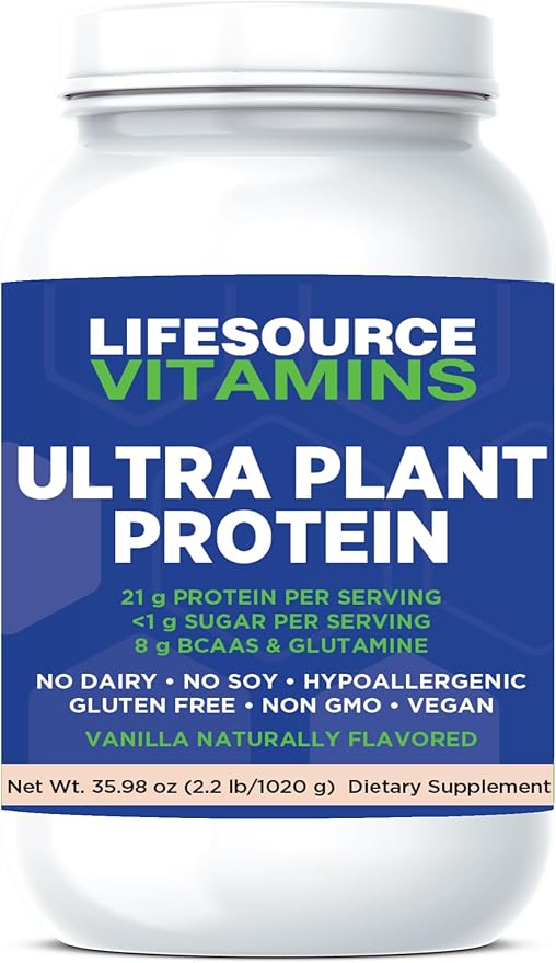 LifeSource Ultra Plant Protein- Raw Vegan Plant Based Protein- Vanilla 2.2 lbs