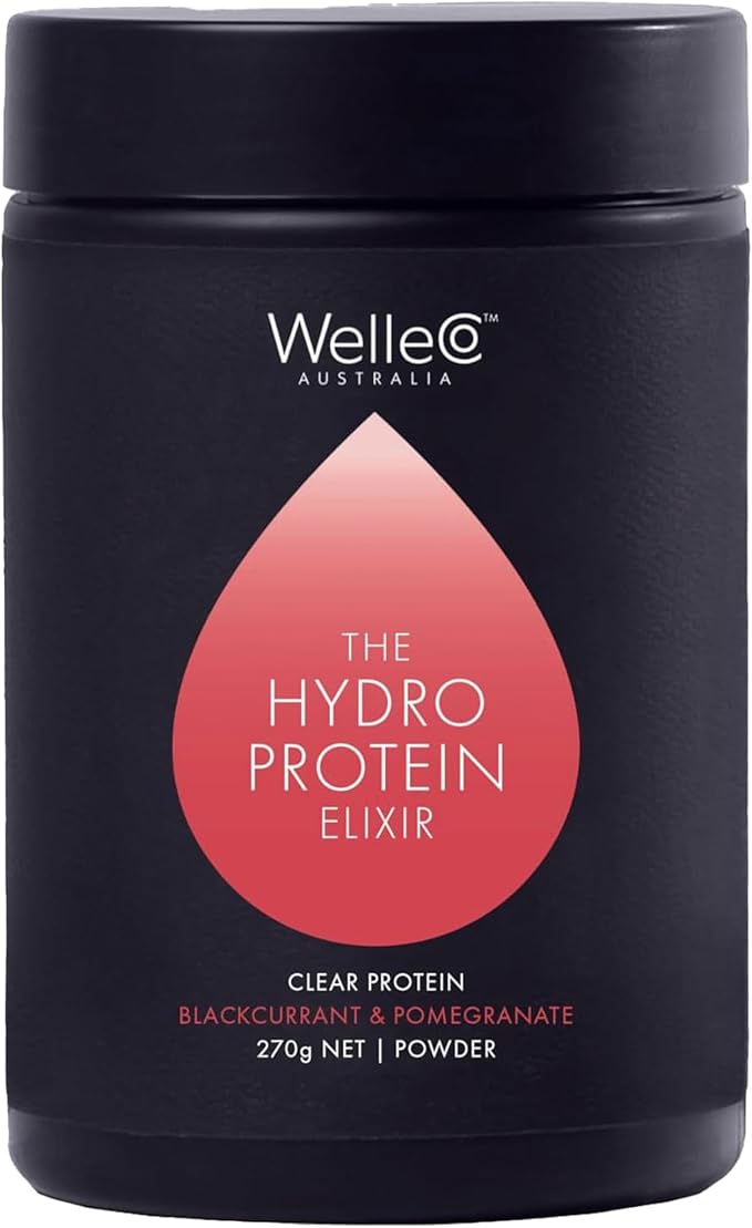 WelleCo HydroProtein Elixir Potassium Electrolyte Powder with 15g Vegan Protein for Energy Healthy Hair Skin &amp Nails Easy to Digest Powdered Electrolytes Black Currant &amp Pomegranate 9.5o