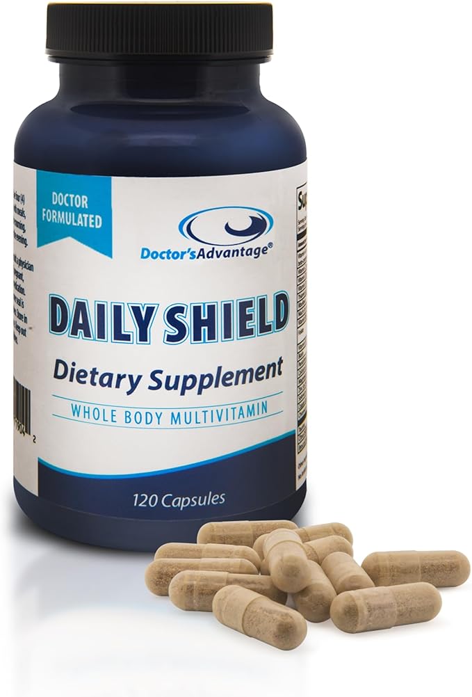 Doctor's Advantage Daily Shield Multivitamin with Green Tea Extract &amp Bilberry | 120 Non-GMO Capsule Antioxidant Supplement to Fight Free Radical Damage &amp Support Immune System