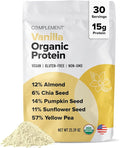 Complement Organic Vanilla Vegan Protein Powder (30 Serving) Low Carb Low Calorie Sugar Free Soy Free Non-GMO Gluten Free Non Dairy- Yellow Pea Pumpkin Seed- 15g Plant Based Protein Powder