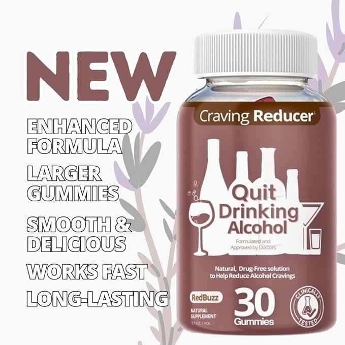 Quit Drinking Alcohol Aid | 100% Drug-Free Natural Works Fast Support Gummies to Help Less Cravings Suppress Triggers Before During &amp After Quitting