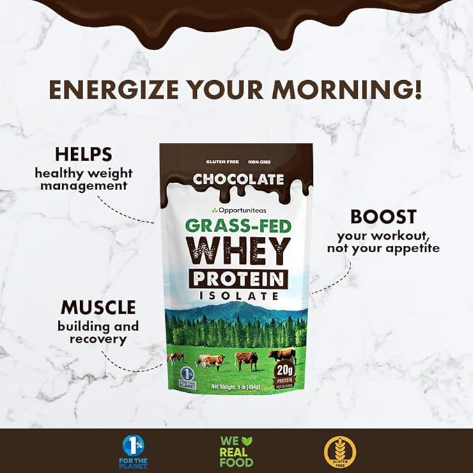 Opportuniteas Grass Fed Vanilla Choco Whey Protein Isolate Powder - 20g Protein Powder Without Artificial Sweeteners Hormone-Free Cows Non GMO - 5lb