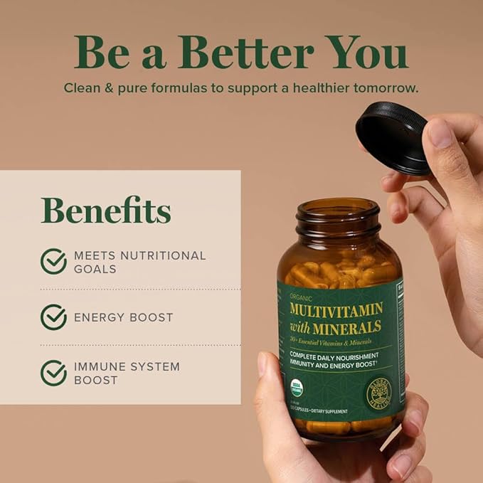 Global Healing Center - USDA Organic Multivitamin for Women &amp Men - Vitamins Include A C D &amp More for Your Overall Health &amp Wellness Needs - Complete Daily Multi Vitamin Nourishment (12