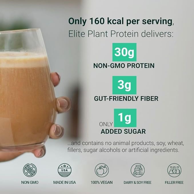 FYTA Vegan Protein Powder - Plant Based Protein Powder with Better Taste &amp Texture Than Whey Protein - 30g Non-GMO &amp Dairy Free Protein Powder Vegan - Protein Powder for Women &amp Men - Cafe