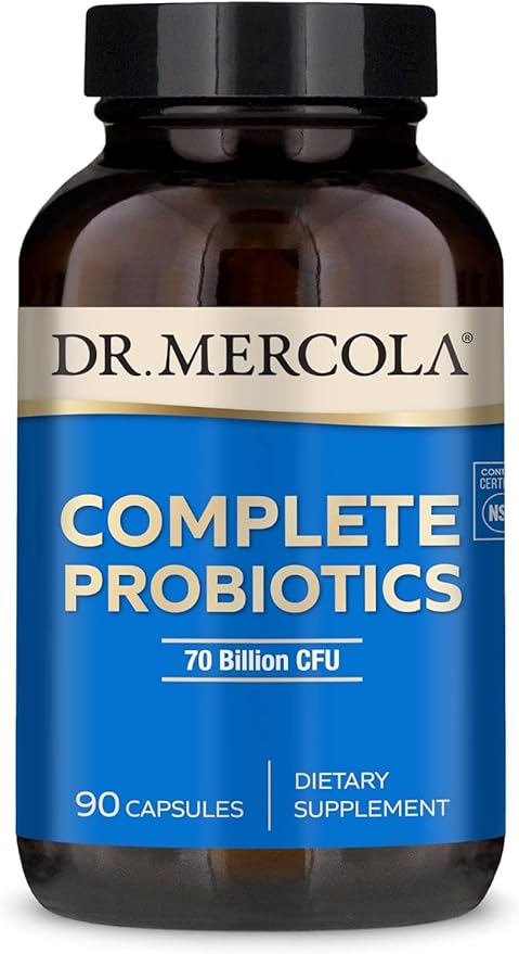Dr. Mercola Complete Probiotics - 90 Servings- Daily Probiotic Supplement - 70 Billion CFU - Acid &amp Bile Resistant - Promotes Digestive Health and Supports Immune System
