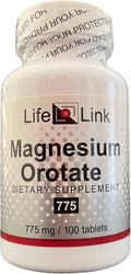 LifeLink's Magnesium Orotate | 775 mg x 100 Tablets | Brain Bone Cardiovascular Health | Gluten Free &amp Non-GMO | Made in The USA
