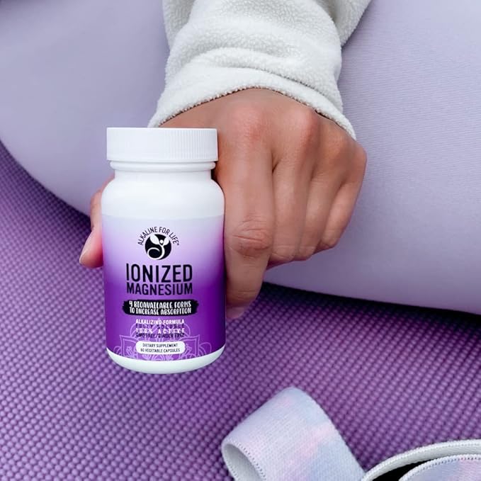 Alkaline for Life Ionized Magnesium Glycinate Citrate Ascorbate Supplement 4 Forms Alkalizing Magnesium Complex for Absorption Bone Muscle &amp Sleep Support Professional Grade Non-GMO 60 Capsule