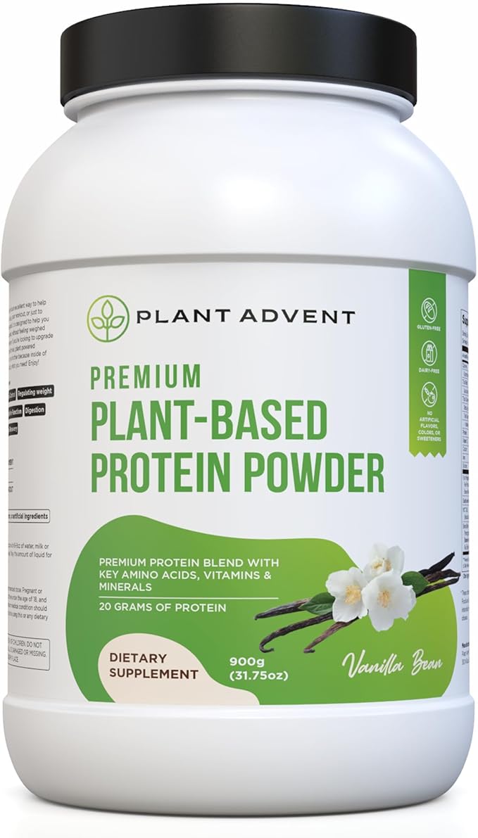 Premium Plant-Based Protein Powder - 100% Vegan No Artificial Flavors Gluten-Free and Dairy-Free (2 lbs Vanilla Bean)