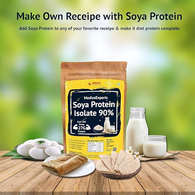 Astha MedicoExperts Soy Protein Isolate 90% Vegetarian and Natural 450 Gram (Unflavored)
