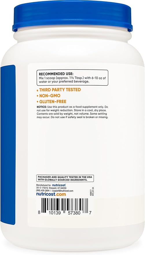 Nutricost Soy Protein Isolate Powder 2 LB Unflavored - 10 Grams of Protein Per Serving Vegan GMO-Free &amp Gluten Free