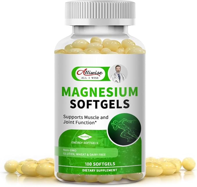 Magnesium Glycinate Supplement 500mg High Absorption Dietary Supplement Softgels for Sleep Muscle Heart Support Gluten Free Non GMO 180 Capsules 90 Day Supply
