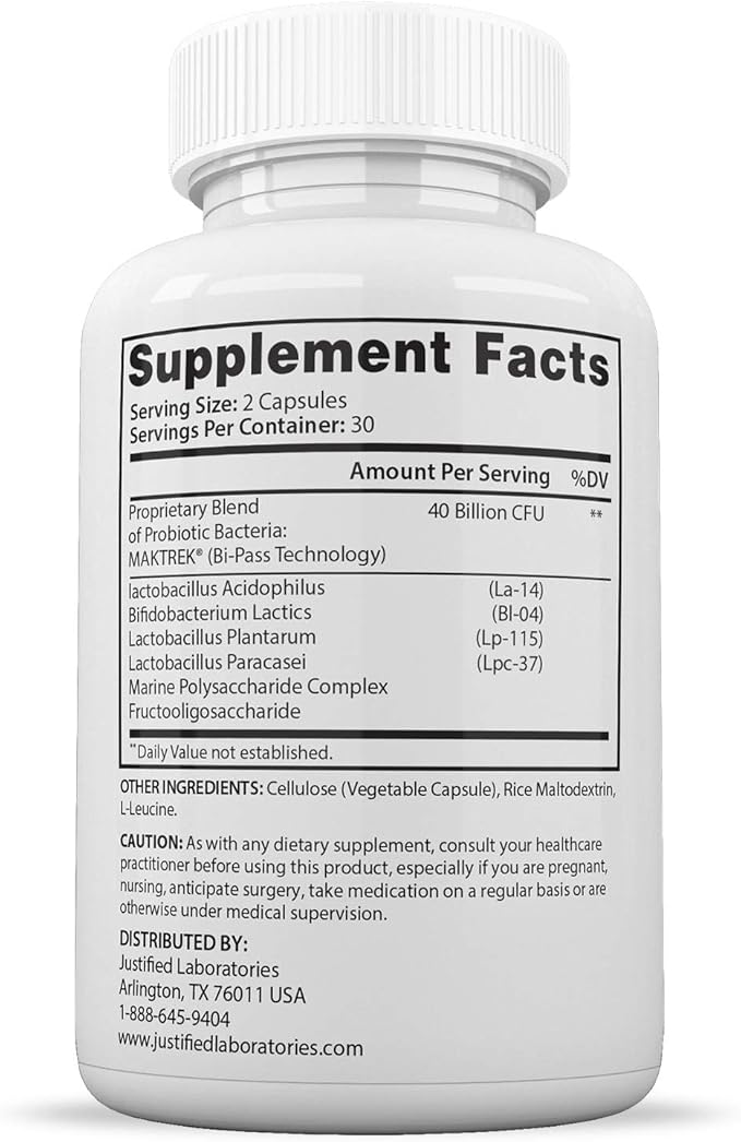 Justified Laboratories (2 Pack Fungus Clear Max Pills 40 Billion CFU Probiotic 120 Capsules