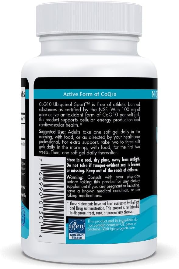 Nordic Naturals Nordic CoQ10 Ubiquinol Sport - 60 Mini Soft Gels - 100 mg Ubiquinol - Heart Health Physical Performance Cellular Energy Production - Non-GMO - 60 Servings