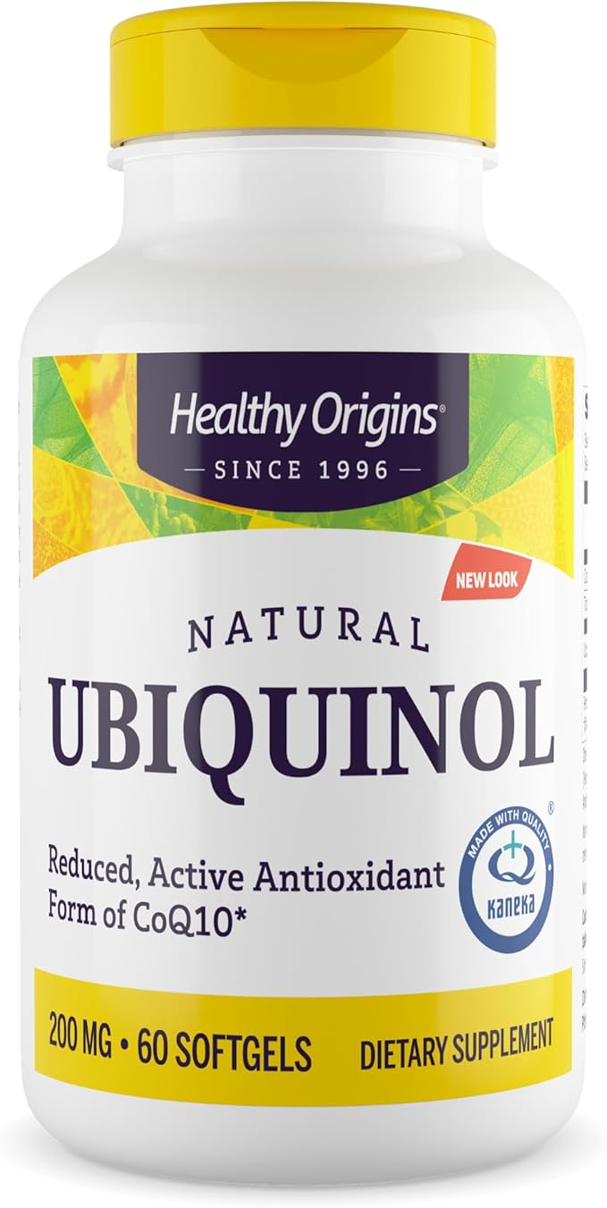 Healthy Origins Ubiquinol (Active Form of CoQ10) 200 mg - Ubiquinol Supplements for Heart Health &amp Antioxidant Support - Gluten-Free &amp Non-GMO Supplement - 60 Softgels