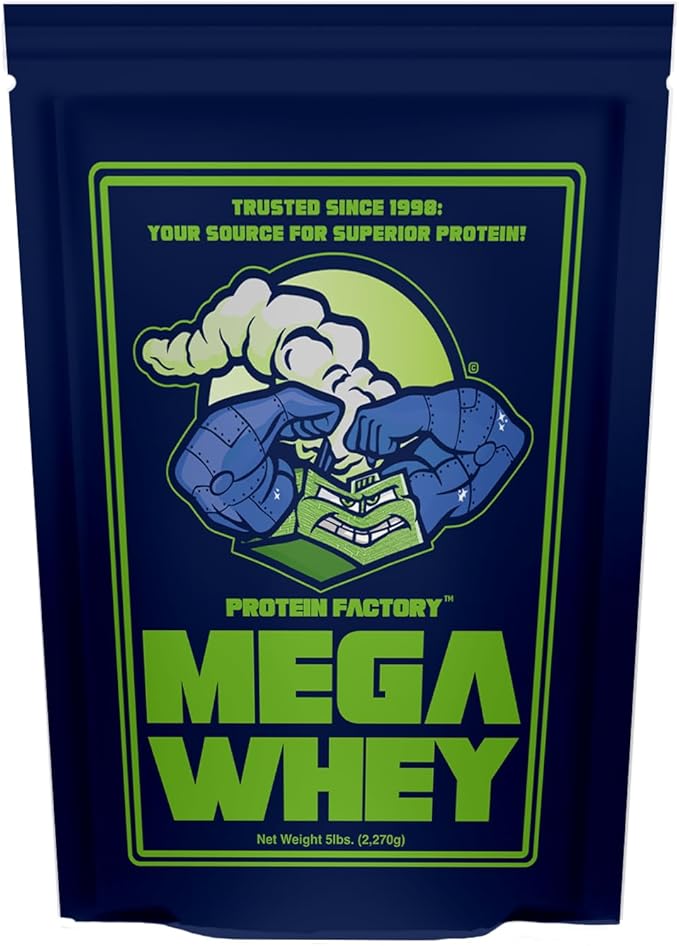 Protein Factory - Mega Whey Plain 25g Protein 70 Servings 6g BCAAs No Artificial Ingredients Sugar Free Mixes Instantly 5 lbs