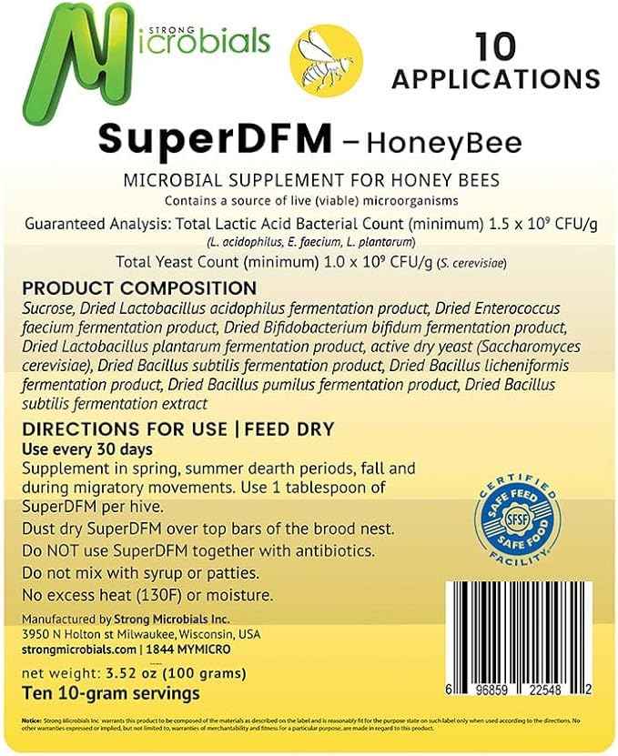 HoneyBee Probiotic Supplement for Bees 10 Applications