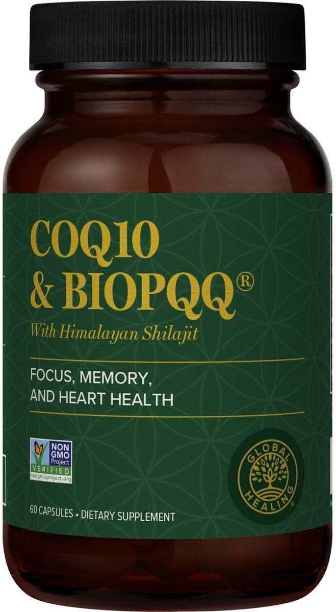 Global Healing Center - Liver Health &amp CoQ10 &amp BioPQQ with Shilajit Kit - Liquid Drops for Healthy Blood Flow Vein Circulation &amp Advanced Heart Brain Support for Concentration &amp Focu