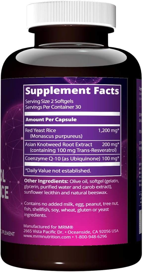 MRM Nutrition CoQ-10 Resveratrol Red Yeast Rice | Supports Cardiovascular &amp Heart Health | Gluten-Free | Non-GMO | 30 Softgels