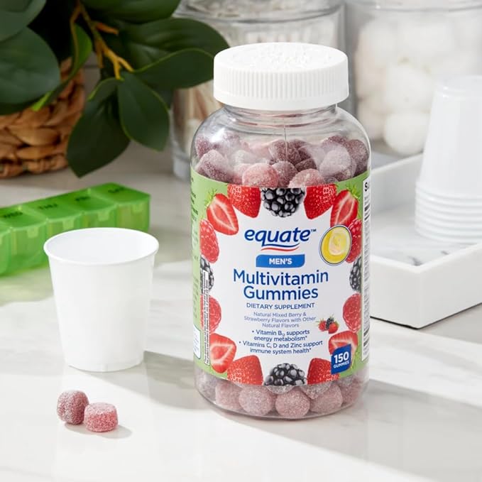Equate Men's Multivitamin Gummies Daily Multivitamin for Adult Men Mixed Berry &amp Strawberry Flavor 150 Count (75 Servings) Sticker