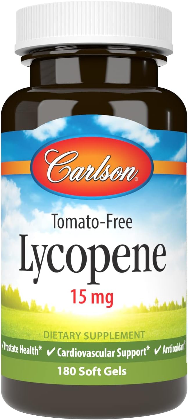 Carlson - Lycopene 15 mg Tomato-Free Prostate Health &amp Circulation Support Optimal Wellness 180 Softgels