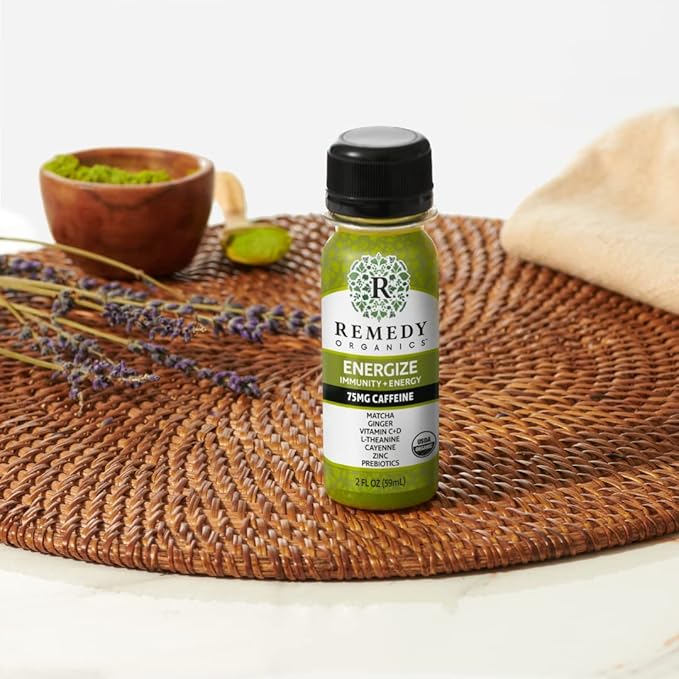 Remedy Organics Immunity Plus Shot Energize Me | Boost Energy Brain Function Detoxification and Metabolism | Brain Juice | Certified-Organic Ingredients 12 Packs