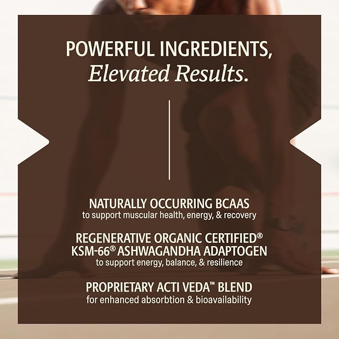 Men’s Whey Protein Powder Chocolate Grass Fed A2 Regenerative Whey with KSM-66 Ashwagandha® &amp Acti Veda™ (22g Protein)