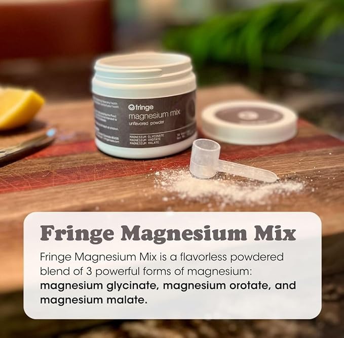 Fringe Triple Magnesium Mix Powder Magnesium Glycinate Orotate &amp Malate Unflavored Clean Formula Mix Into Anything 30 Servings