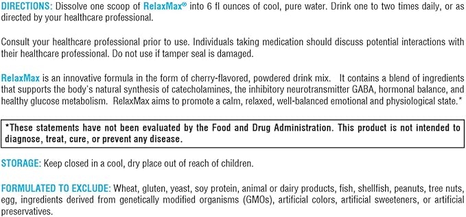 XYMOGEN RelaxMax Drink Mix - Promotes Relaxation Stress Resiliency + Hormone Support - Magnesium Powder with Myo-Inositol GABA L-Theanine - Cherry Flavor Mood Support Supplement (8.25 oz)
