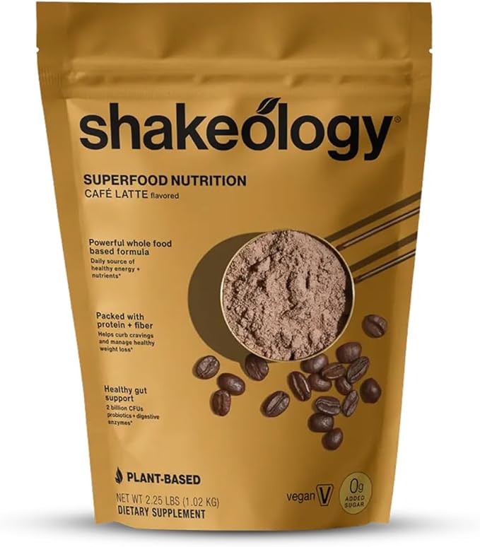Shakeology 0g Added Sugar Plant Based Protein Powder Blend Gluten-Free Shake with Vitamins and Minerals – Helps Support Healthy Weight Loss Lean Muscle Gut Health – Cafe Latte 30 Servings