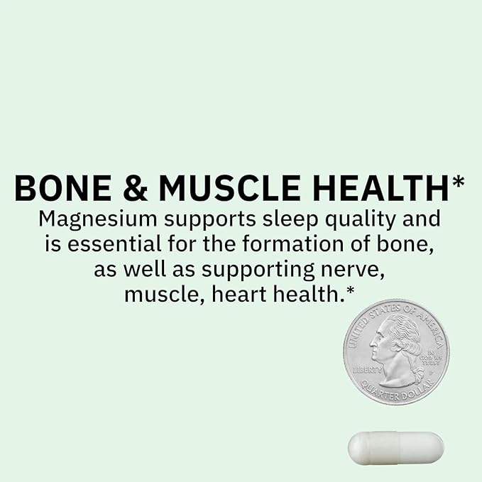 Magnesium 200 mg Sleep Support &amp Bone &amp Muscle Health Dietary Supplement Vegetarian Capsules 60 Count SP