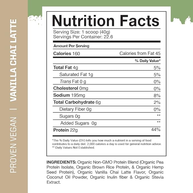 Gaspari Nutrition Proven Vegan Protein Organic Natural Protein Gluten Free Soy Free NON GMO (2lbs Vanilla Chai Latte)