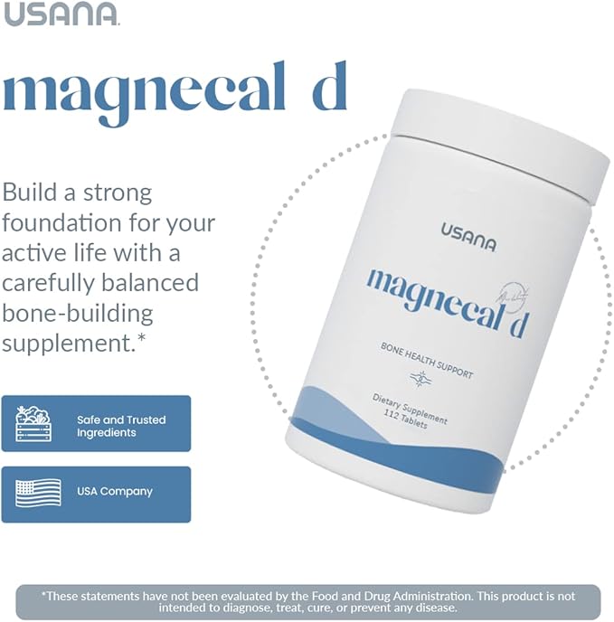 USANA MagneCal D - Balanced Ratio of Magnesium and Calcium Fortified with Vitamin D - 112 Tablets - 28 Day Supply