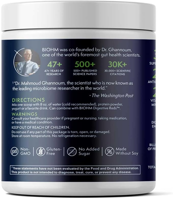 BIOHM Women's Probiotics 30B CFU &amp Super Greens/Kids Berry Blast Bundle: Gut &amp Overall Health Support 9 Strains 30-Day Supply Rich in Antioxidants