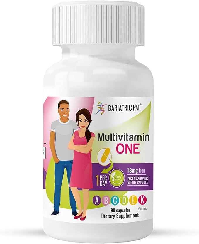 BariatricPal 90-Day Bariatric Vitamin Bundle (Multivitamin ONE 1 per Day! Capsule with 18mg Iron and Calcium Citrate Soft Chews 500mg with Probiotics - Wild Grape)