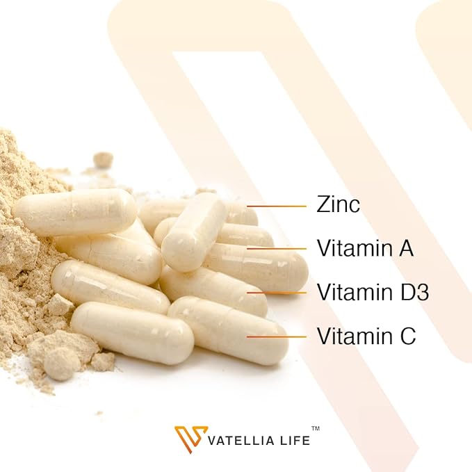 Vatellia Life Immune Up High-Absorption Vitamin C D3 A + Zinc | Immune Support | Improve Cellular Health | Microbial Defense | 120 Capsules (60 Day Supply)