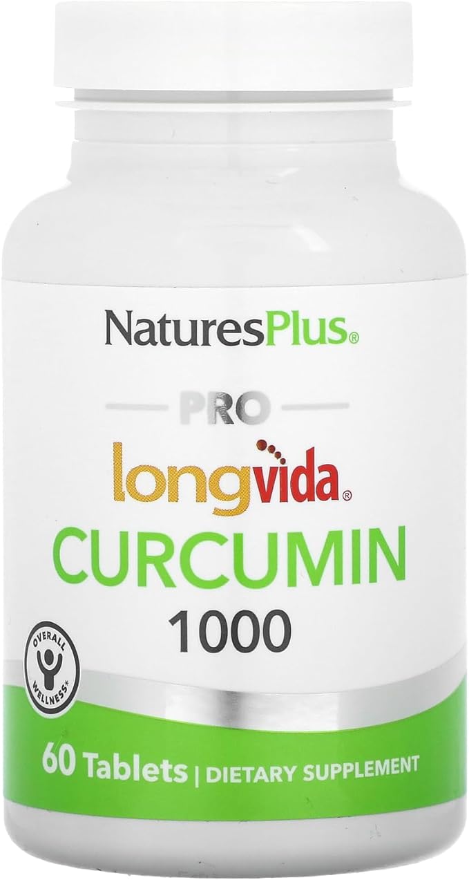 NaturesPlus PRO Longvida Curcumin 1000 mg - 60 Tablets - Promotes Healthy Free Radical Protection - Non-GMO Vegan &amp Gluten Free - 60 Servings