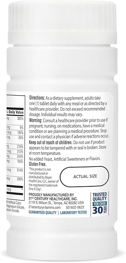 21st Century Men's 50+ One Daily Multivitamin Multimineral Supplement Tablets - 100 ct Pack of 3